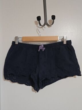 Gilly Hicks Navy Cotton Eyelet Sleep Shorts